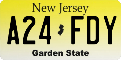 NJ license plate A24FDY