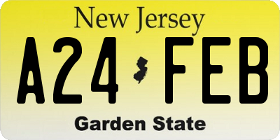 NJ license plate A24FEB