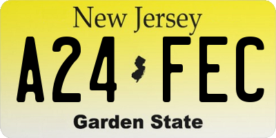 NJ license plate A24FEC