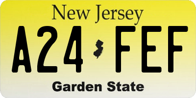 NJ license plate A24FEF