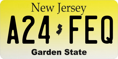 NJ license plate A24FEQ