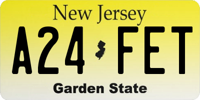 NJ license plate A24FET