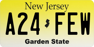 NJ license plate A24FEW