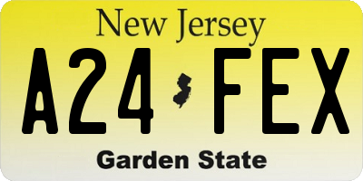 NJ license plate A24FEX