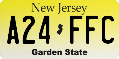 NJ license plate A24FFC