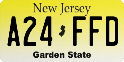 NJ license plate A24FFD