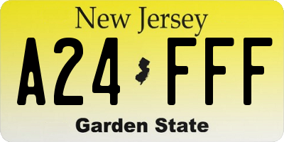 NJ license plate A24FFF