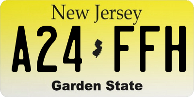 NJ license plate A24FFH