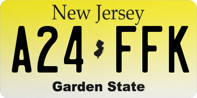NJ license plate A24FFK