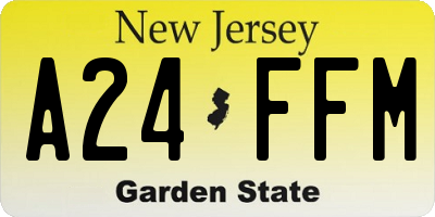 NJ license plate A24FFM