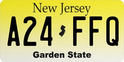 NJ license plate A24FFQ