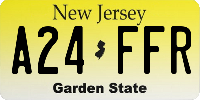NJ license plate A24FFR