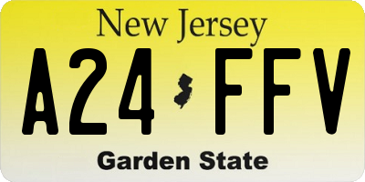 NJ license plate A24FFV