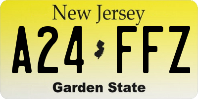 NJ license plate A24FFZ