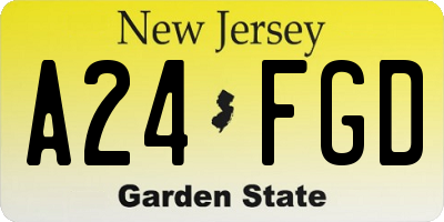 NJ license plate A24FGD