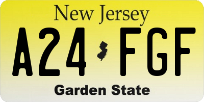 NJ license plate A24FGF