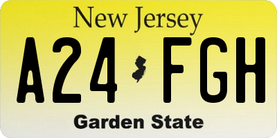 NJ license plate A24FGH