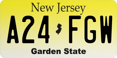 NJ license plate A24FGW
