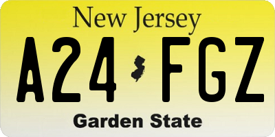 NJ license plate A24FGZ