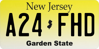 NJ license plate A24FHD