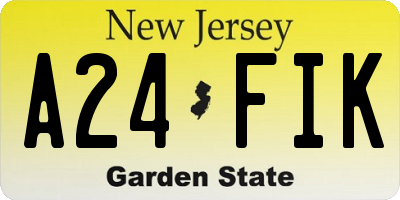 NJ license plate A24FIK