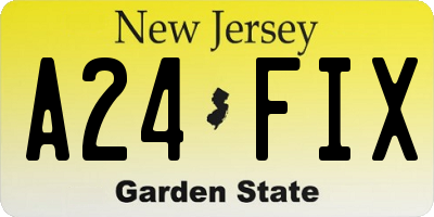 NJ license plate A24FIX