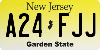 NJ license plate A24FJJ