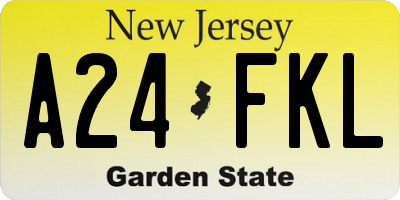 NJ license plate A24FKL