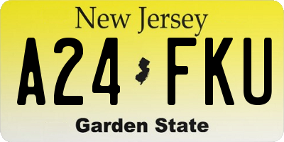 NJ license plate A24FKU
