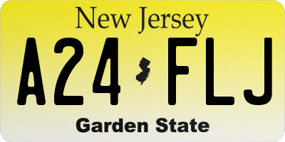 NJ license plate A24FLJ