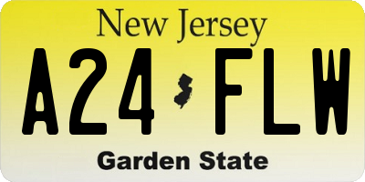 NJ license plate A24FLW