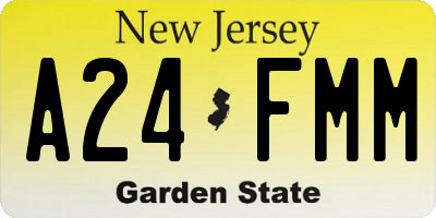 NJ license plate A24FMM