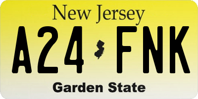 NJ license plate A24FNK