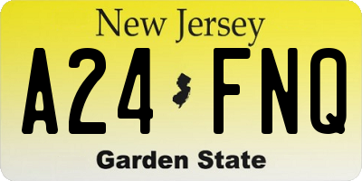 NJ license plate A24FNQ