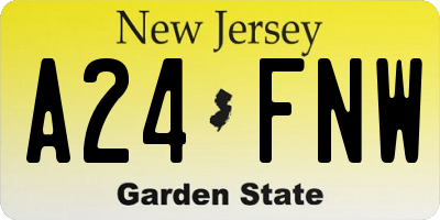 NJ license plate A24FNW