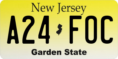 NJ license plate A24FOC