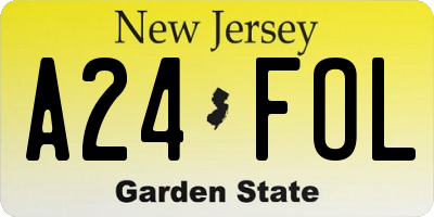 NJ license plate A24FOL