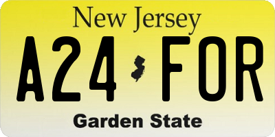 NJ license plate A24FOR