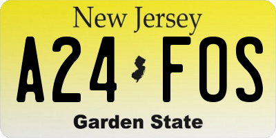 NJ license plate A24FOS
