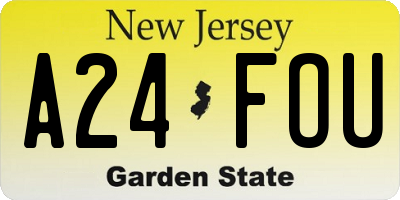 NJ license plate A24FOU