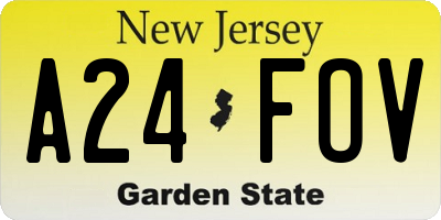 NJ license plate A24FOV