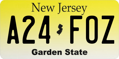 NJ license plate A24FOZ