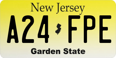 NJ license plate A24FPE