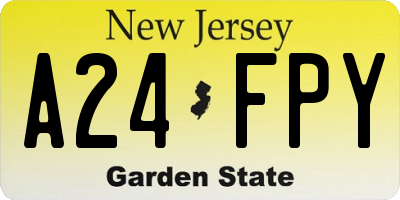 NJ license plate A24FPY