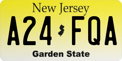 NJ license plate A24FQA