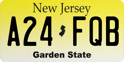 NJ license plate A24FQB