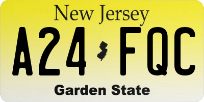 NJ license plate A24FQC