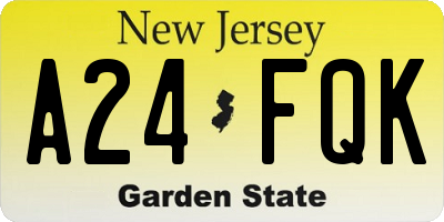 NJ license plate A24FQK