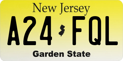NJ license plate A24FQL