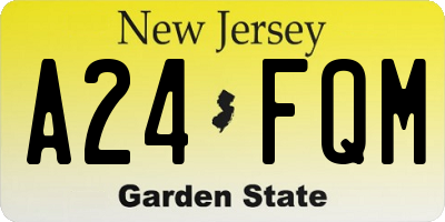 NJ license plate A24FQM